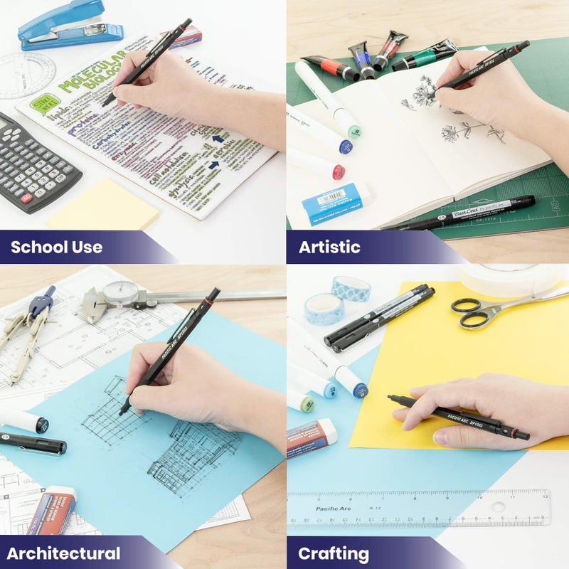 Pacific Arc Chromagraph Metal Mechanical Pencil .3 mm Black Barrel Mechanical Pencil with Built In Lead Pencil Grade Indicator, Lead Pencil Holder for Drafting, Sketching, and Drawing - Image 5